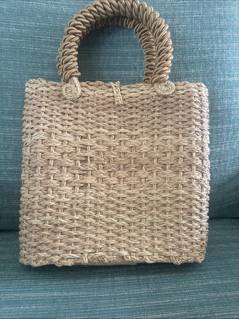 Woven Tassel Top-Handle Tote - Beige - Picture 2 of 3